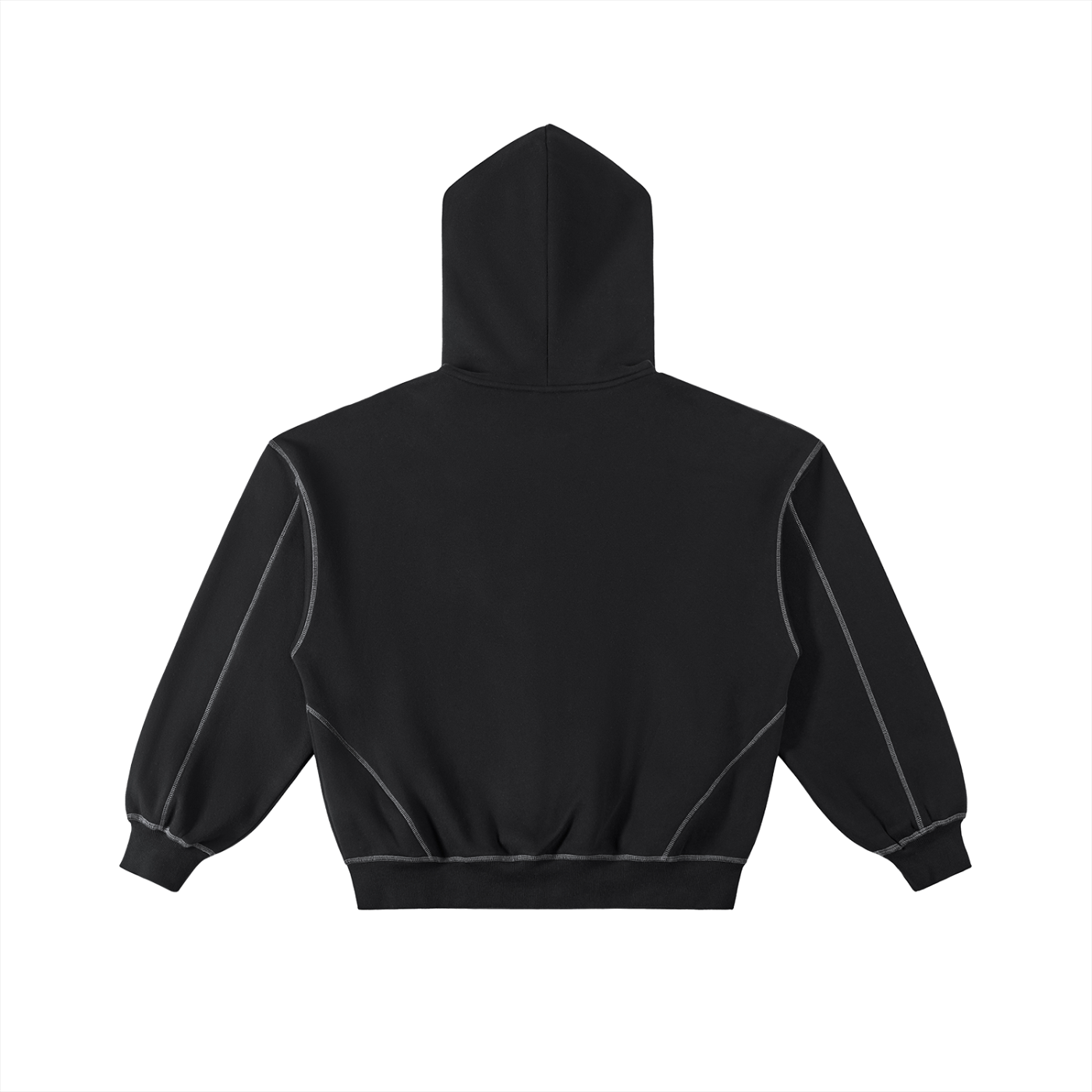 Yahya-Stitched Boxy Fleece Zip Hoodie